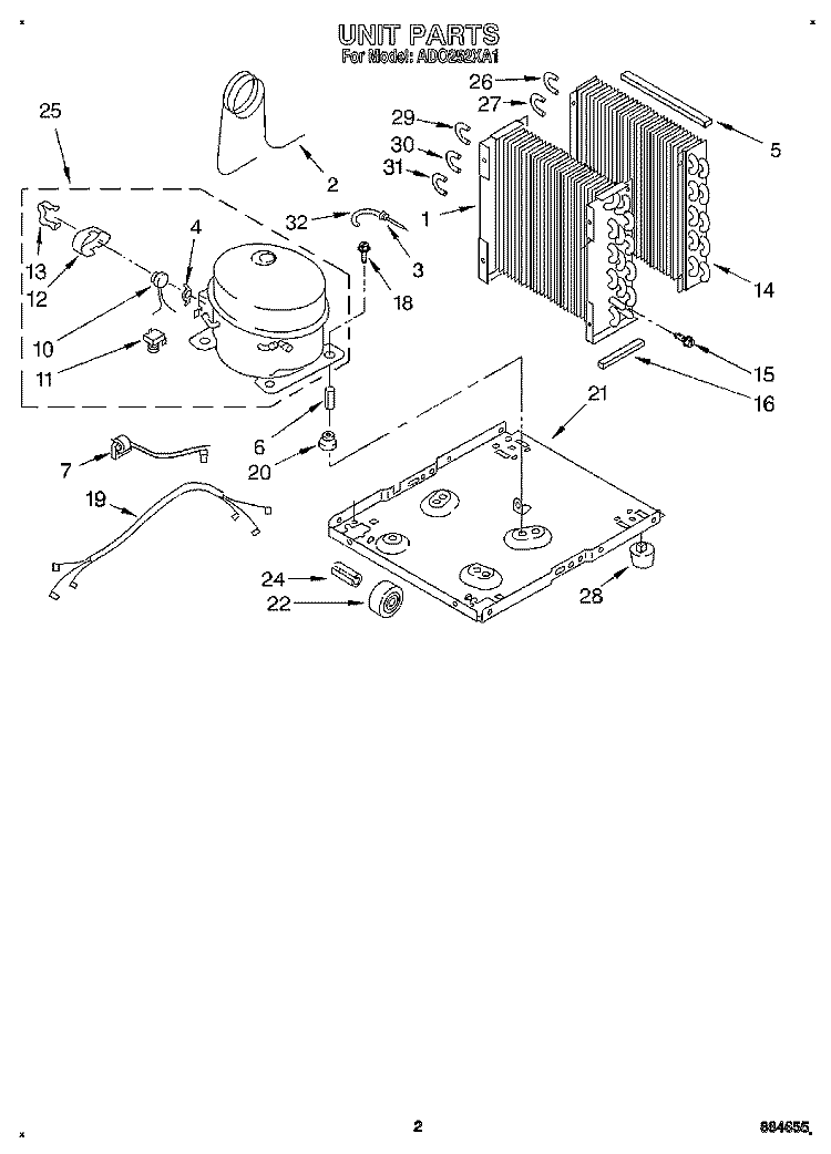 SECTION Diagram and Parts List for AD0252XA1  Whirlpool Dehumidifier