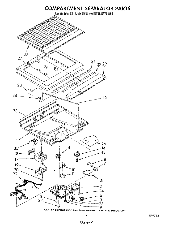COMPARTMENT SEPARATOR Diagram and Parts List for ET16JMYSN01  Whirlpool Refrigerator