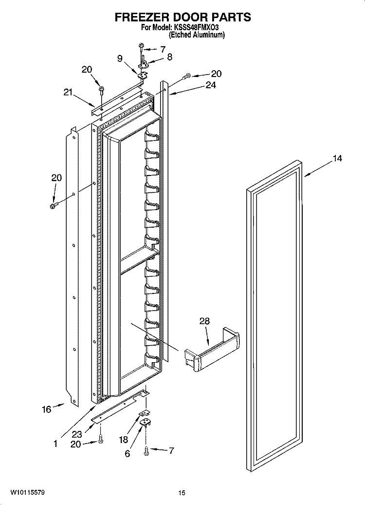 FREEZER DOOR PARTS Diagram and Parts List for KSSS48FMXO3  KitchenAid Refrigerator