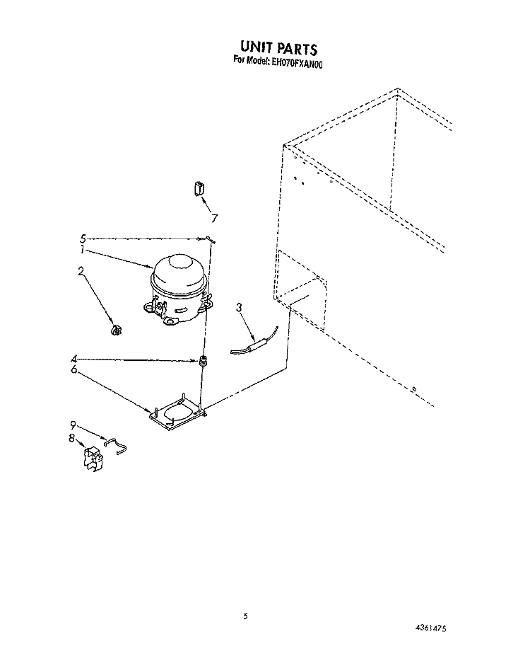 SECTION Diagram and Parts List for EH070FXAN00  Whirlpool Freezer