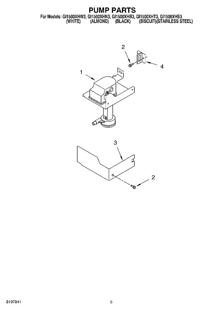 PUMP Diagram and Parts List for GI1500XHN3  Whirlpool Ice Maker
