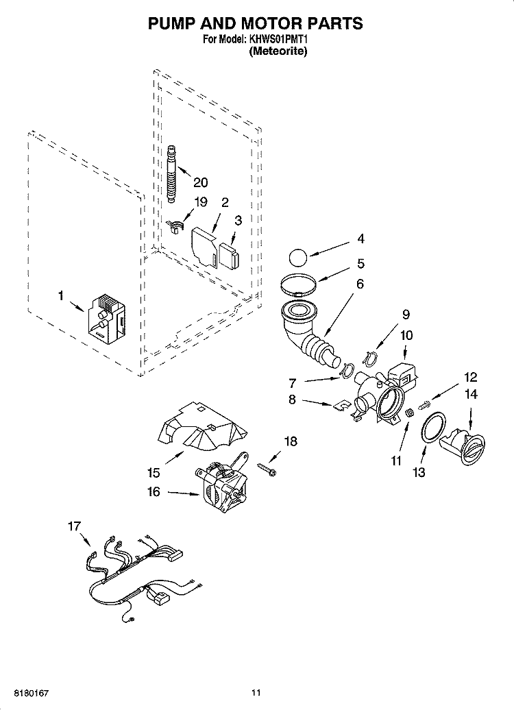 PUMP AND MOTOR PARTS OPTIONAL PARTS (NOT INCLUDED) Diagram and Parts List for KHWS01PMT1  KitchenAid Washer