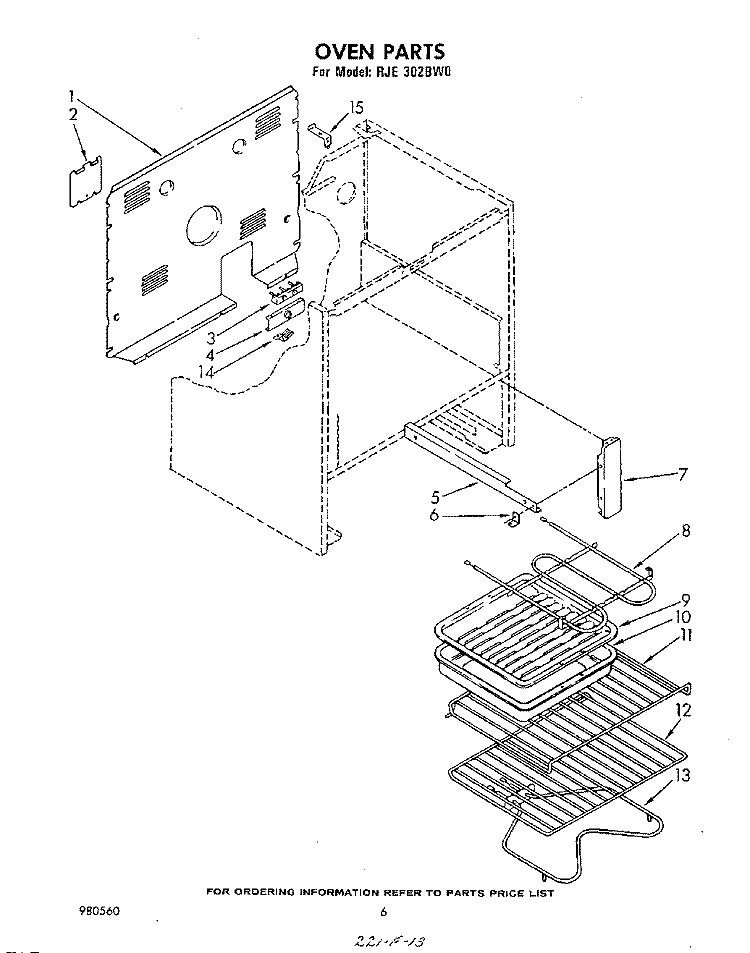 SECTION Diagram and Parts List for RJE302BW0  Whirlpool Range