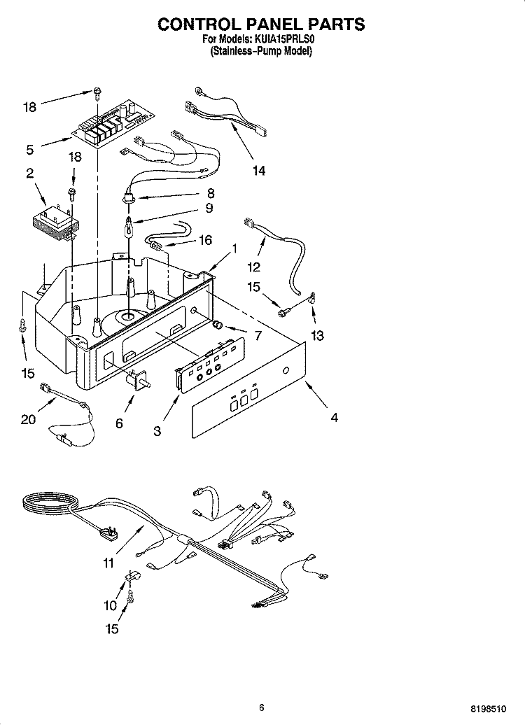 CONTROL PANEL PARTS Diagram and Parts List for KUIA15PRLS0  KitchenAid Ice Maker