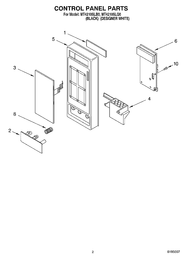 CONTROL PANEL PARTS Diagram and Parts List for MT4210SLB0  Whirlpool Microwave