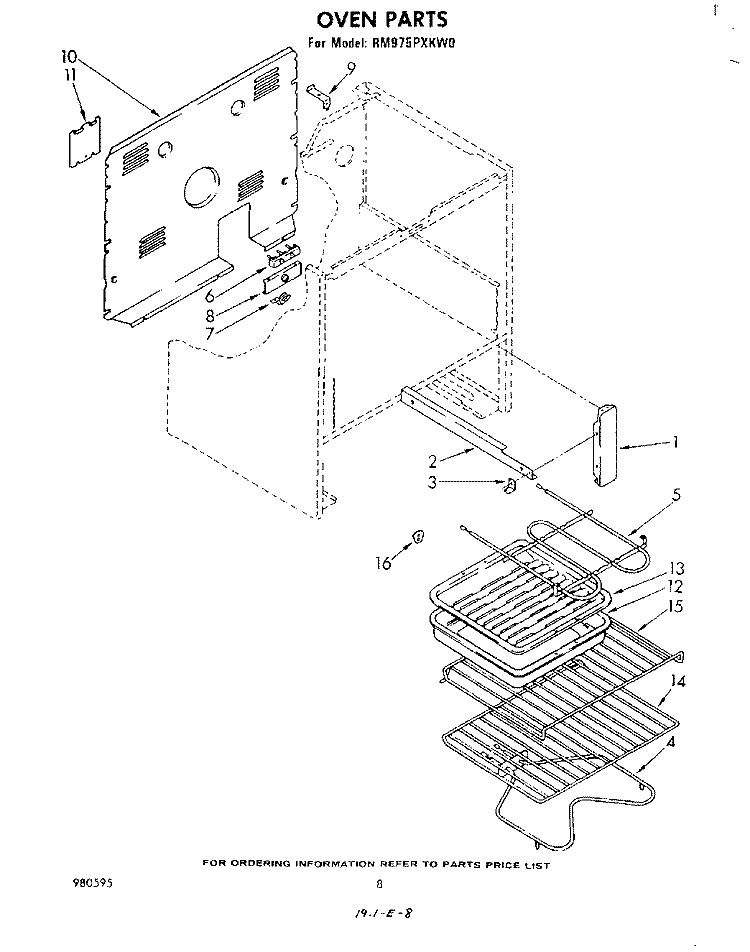 OVEN Diagram and Parts List for RM975PXKW0  Whirlpool Microwave Oven Combo