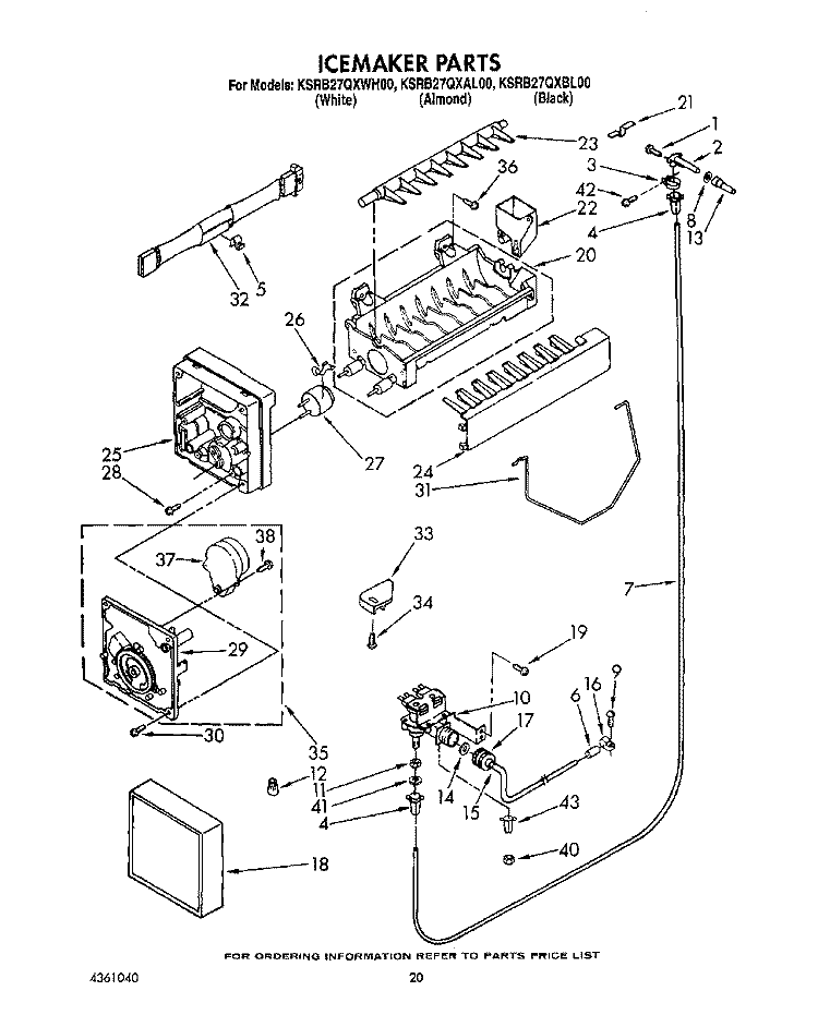 ICEMAKER, LIT/OPTIONAL Diagram and Parts List for KSRB27QXBL00  KitchenAid Refrigerator