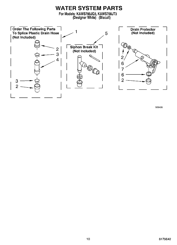 WATER SYSTEM Diagram and Parts List for KAWS700JT3  KitchenAid Washer