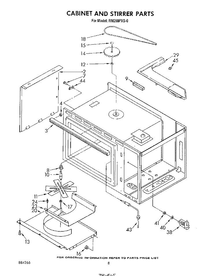 CABINET AND STIRRER Diagram and Parts List for RM288PXS0  Whirlpool Microwave Oven Combo