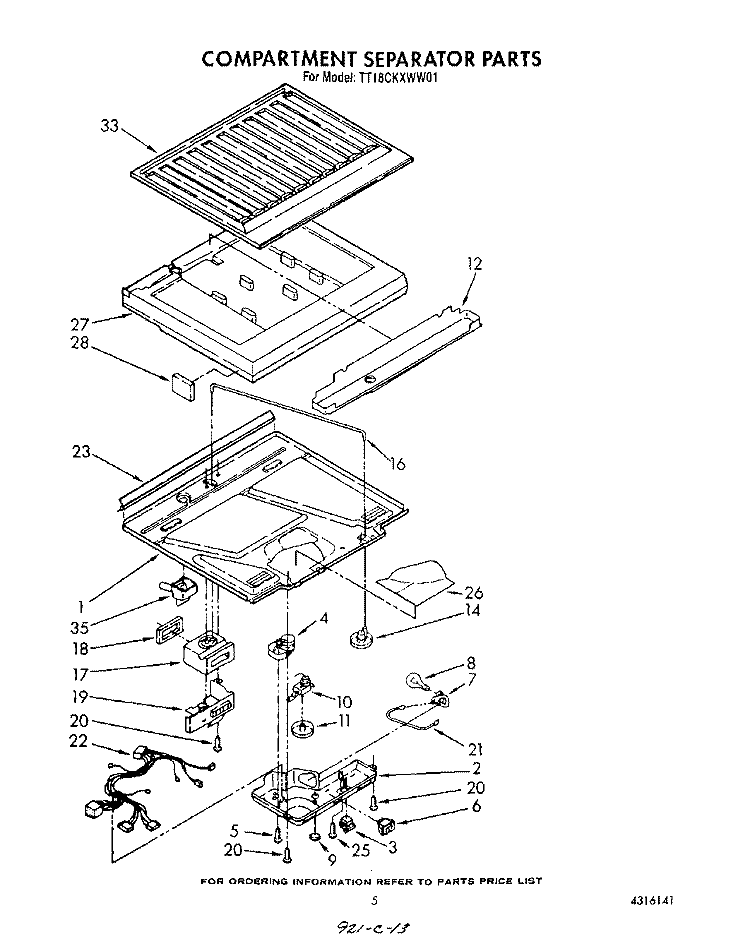 COMPARTMENT SEPARATOR Diagram and Parts List for TT18CKXWN01  Whirlpool Refrigerator