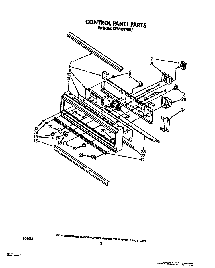 CONTROL PANEL, LIT/OPTIONAL Diagram and Parts List for KEBS177WAL0  KitchenAid Wall Oven