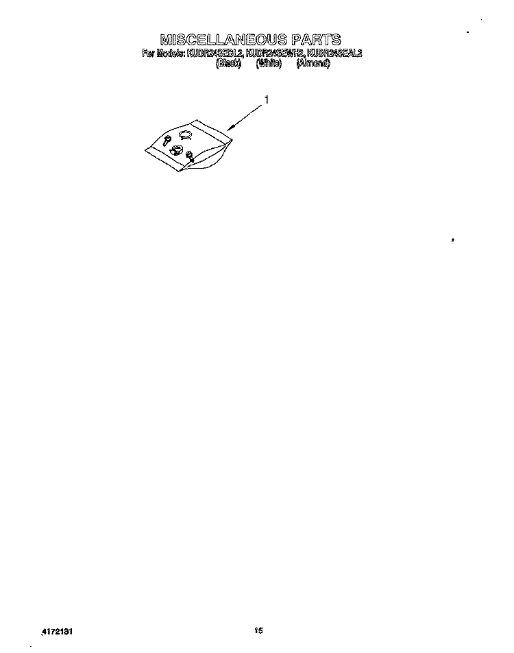 MISCELLANEOUS, LIT/OPTIONAL Diagram and Parts List for KUDR24SEAL2  KitchenAid Dishwasher