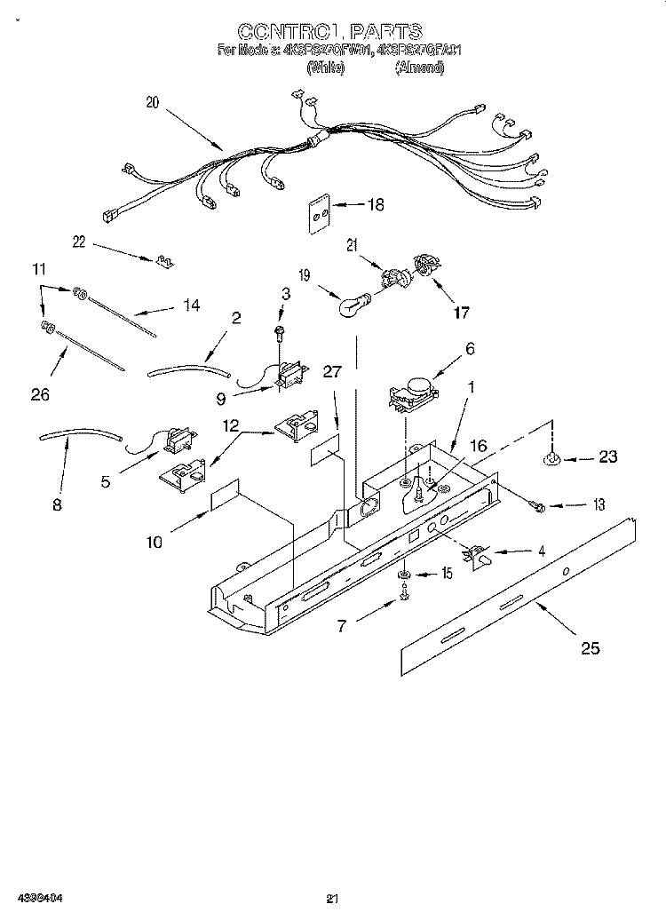CONTROL, OPTIONAL Diagram and Parts List for 4KSRS27QFW01  KitchenAid Refrigerator