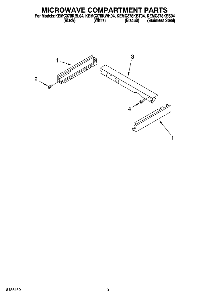 MICROWAVE COMPARTMENT PARTS Diagram and Parts List for KEMC378KBT04  KitchenAid Microwave Oven Combo