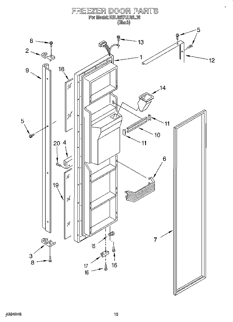 FREEZER DOOR Diagram and Parts List for KSUB27QDBL00  KitchenAid Refrigerator
