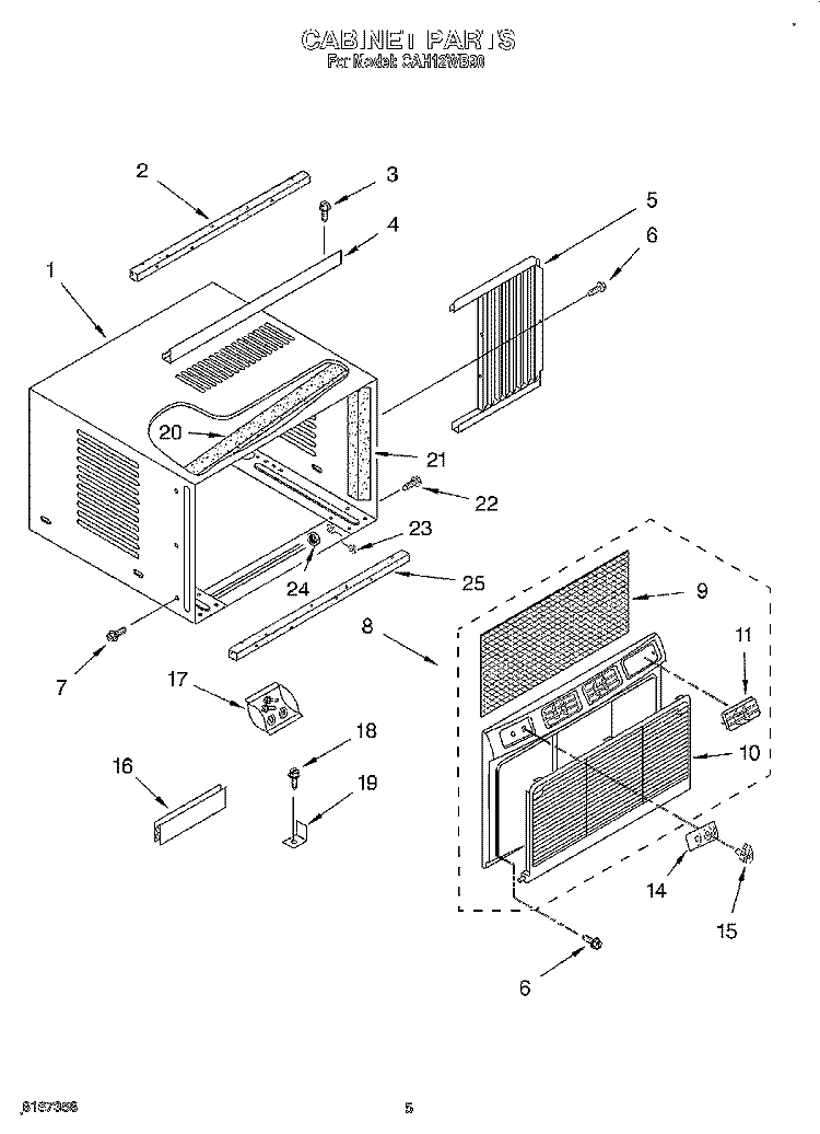 CABINET Diagram and Parts List for CAH12WB90  Crosley Air Conditioner