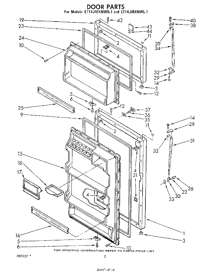 DOOR Diagram and Parts List for ET14JMXMWR1  Whirlpool Refrigerator