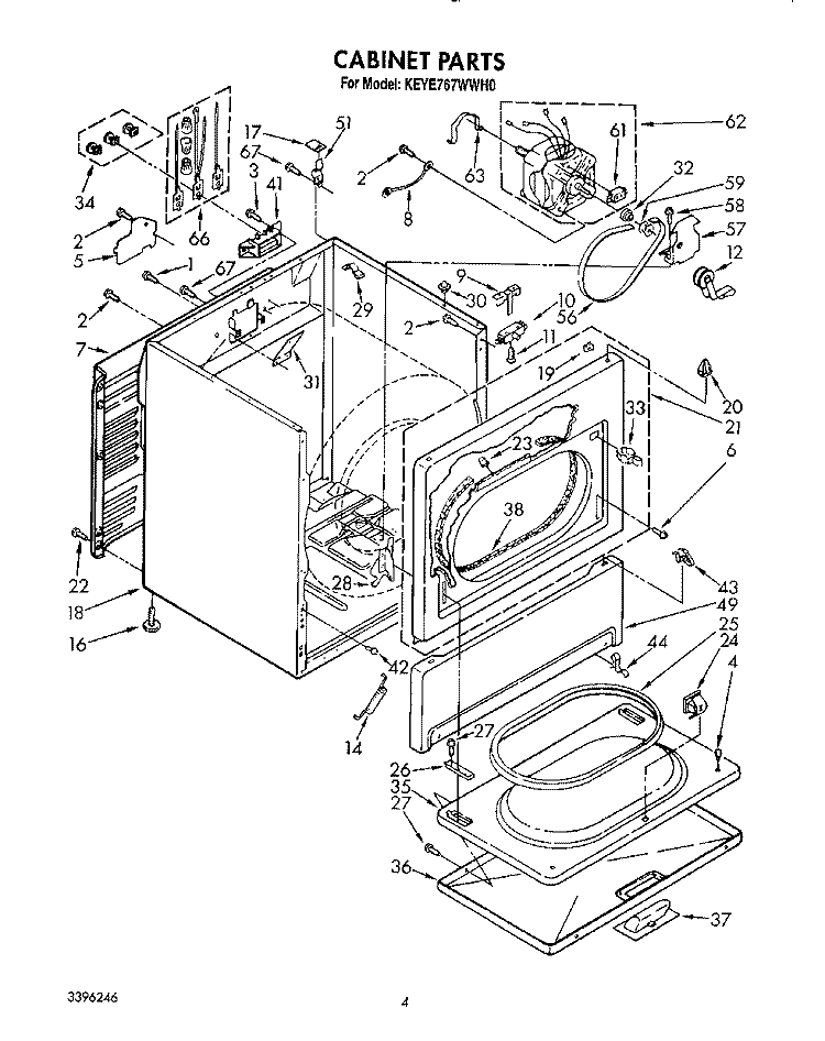 SECTION Diagram and Parts List for KEYE767WWH0  KitchenAid Dryer