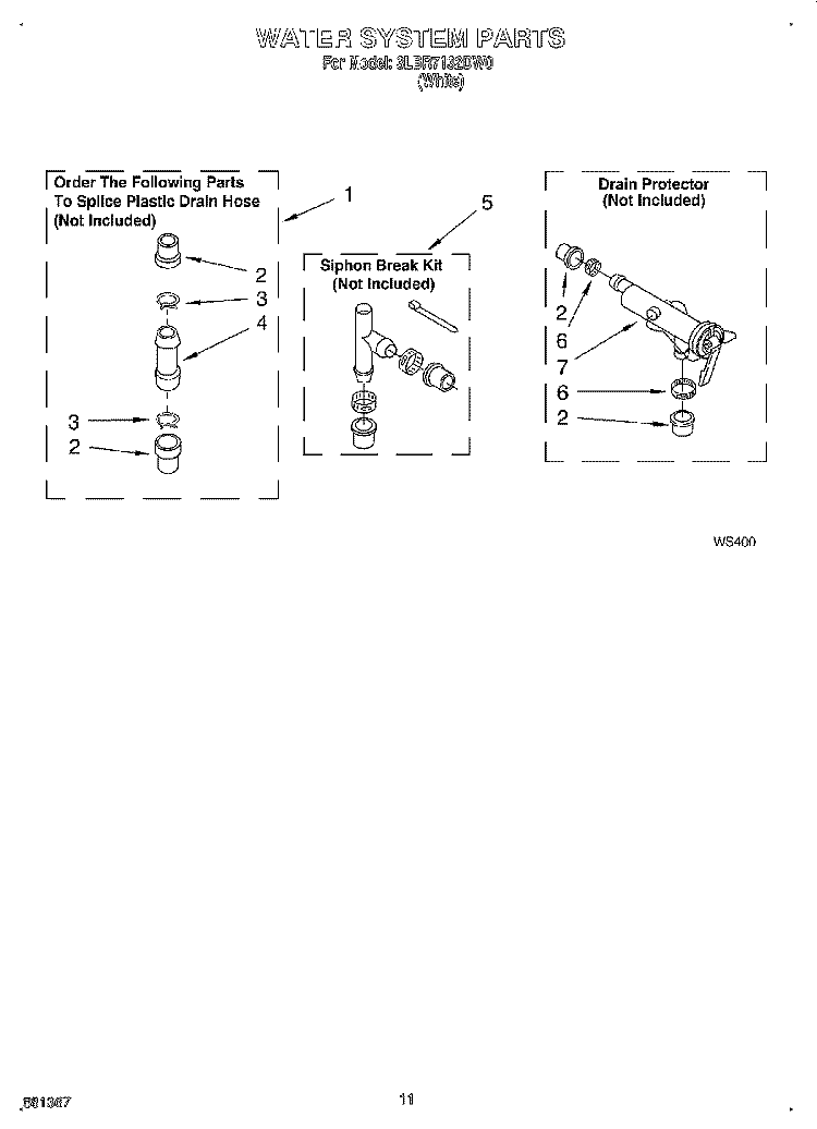 WATER SYSTEM Diagram and Parts List for 3LBR7132DW0  Whirlpool Washer