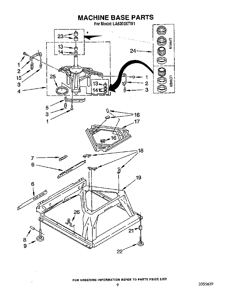MACHINE BASE Diagram and Parts List for LA6300XTF1  Whirlpool Washer