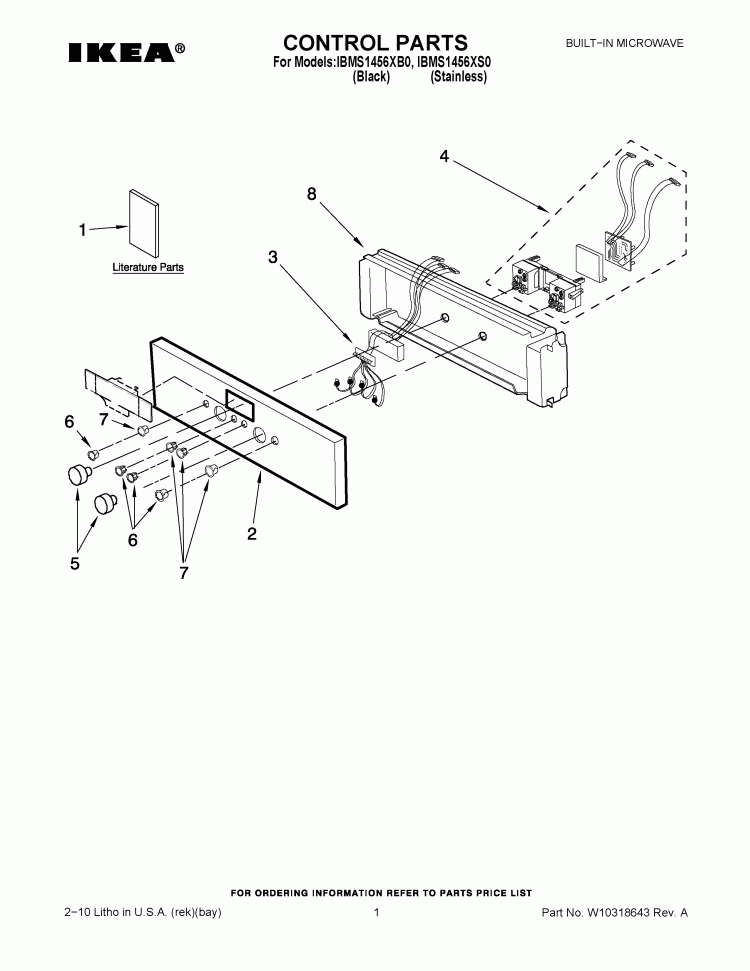 CONTROL PARTS Diagram and Parts List for IBMS1456XB0  Whirlpool Microwave