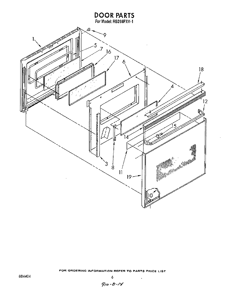 SECTION Diagram and Parts List for RB266PXV1  Whirlpool Wall Oven
