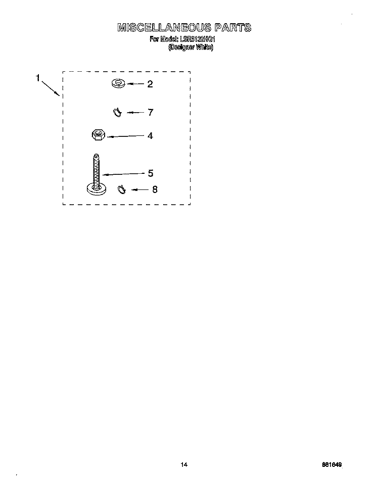 MISCELLANEOUS, OPTIONAL Diagram and Parts List for LSR5132HQ1  Whirlpool Washer