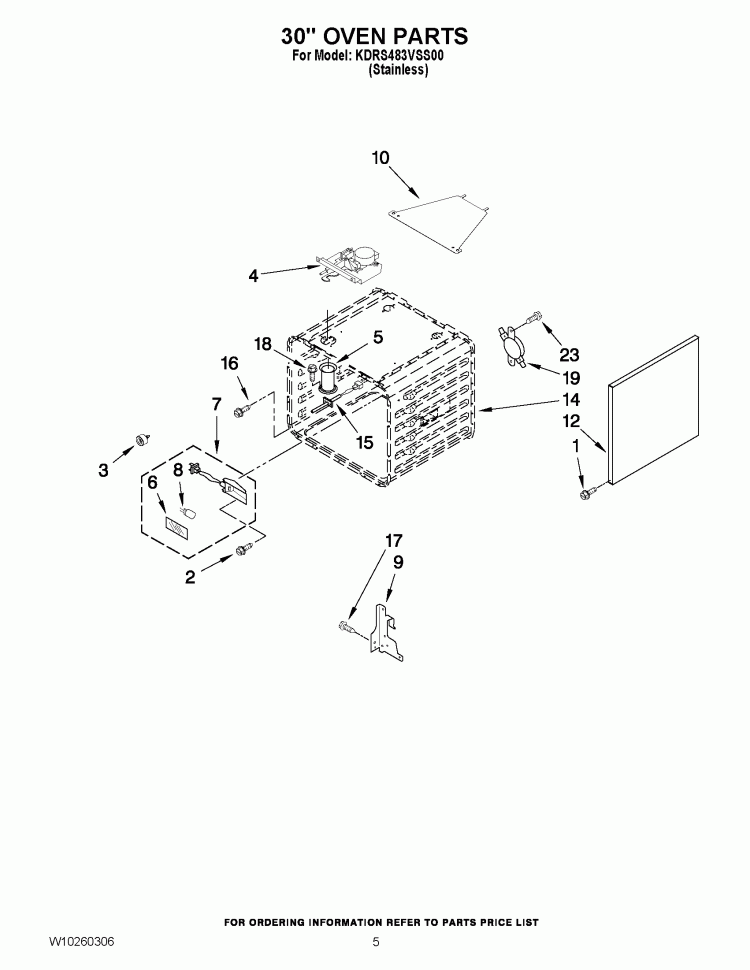 30`` OVEN PARTS Diagram and Parts List for KDRS483VSS00  KitchenAid Range