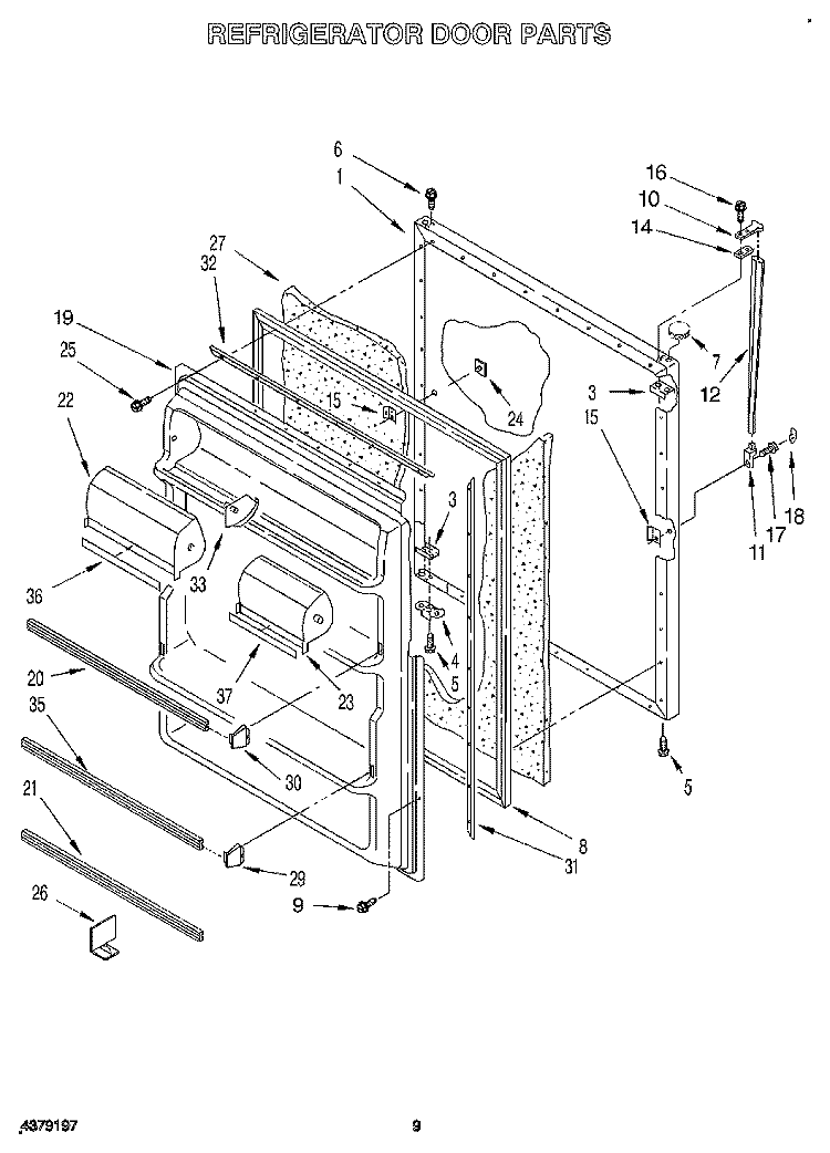 REFRIGERATOR DOOR, LIT/OPTIONAL Diagram and Parts List for 4ET18ZKXAW00  Whirlpool Refrigerator