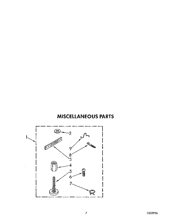 MISCELLANEOUS Diagram and Parts List for 6LA9320XTW1  Whirlpool Washer