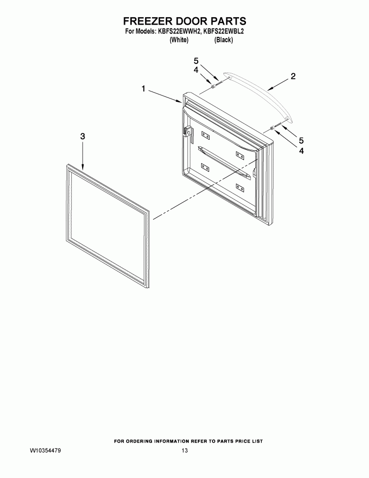 FREEZER DOOR PARTS Diagram and Parts List for KBFS22EWBL2  KitchenAid Refrigerator