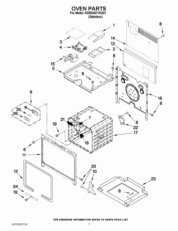 OVEN PARTS Diagram and Parts List for KDRS467VSS01  KitchenAid Range