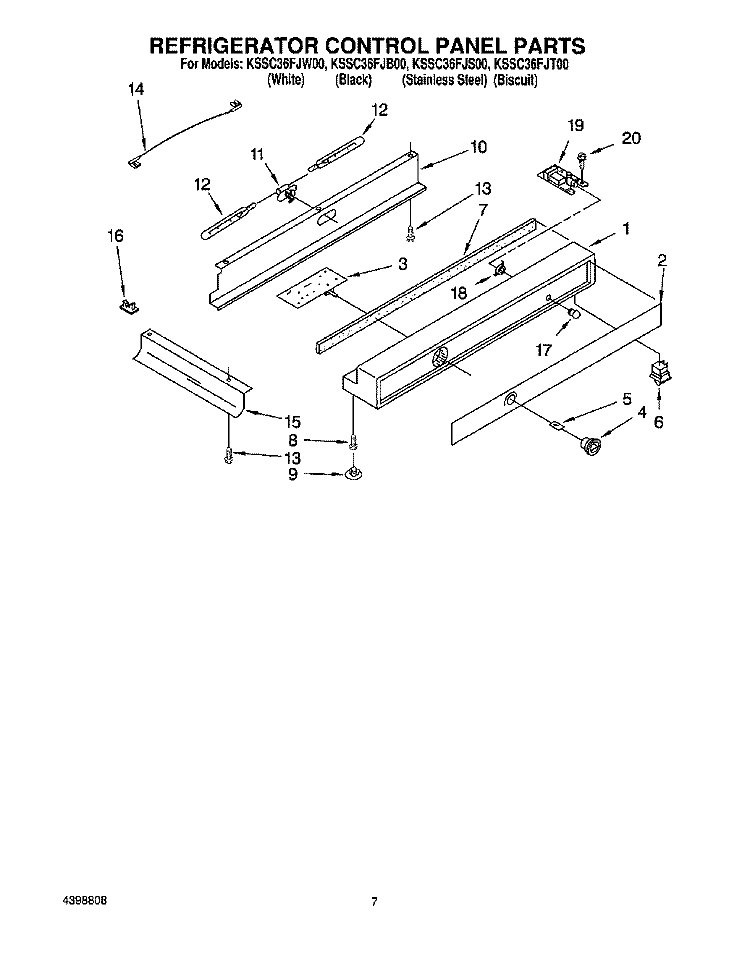 REFRIGERATOR CONTROL PANEL Diagram and Parts List for KSSC36FJW00  KitchenAid Refrigerator