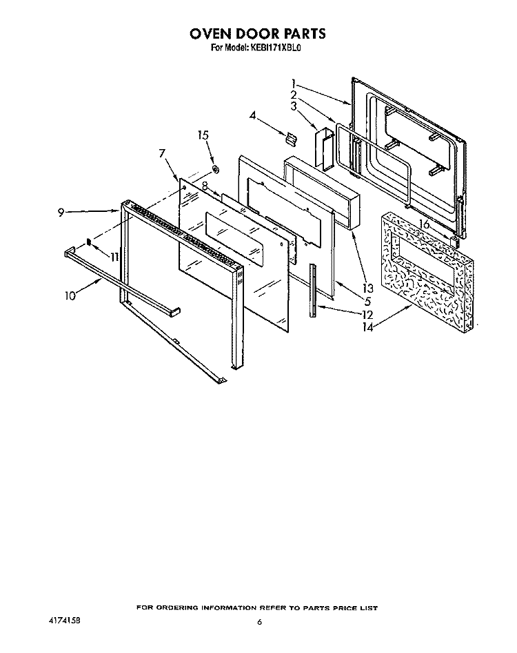 OVEN DOOR Diagram and Parts List for KEBI171XWH0  KitchenAid Wall Oven