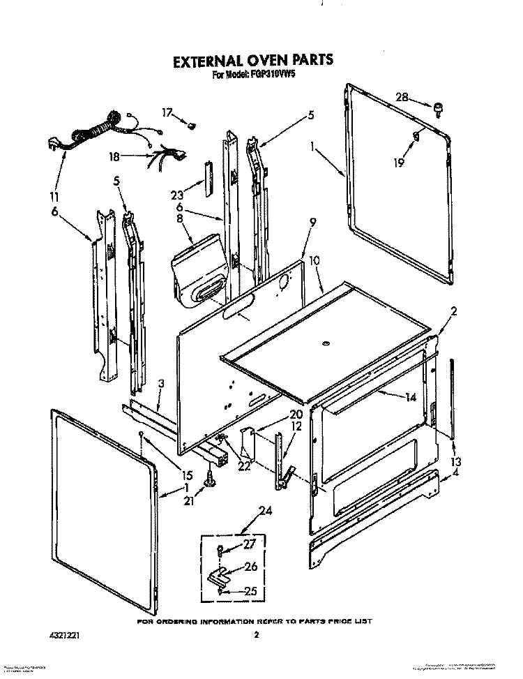 EXTERNAL OVEN Diagram and Parts List for RS25AWXXW00  Roper Refrigerator
