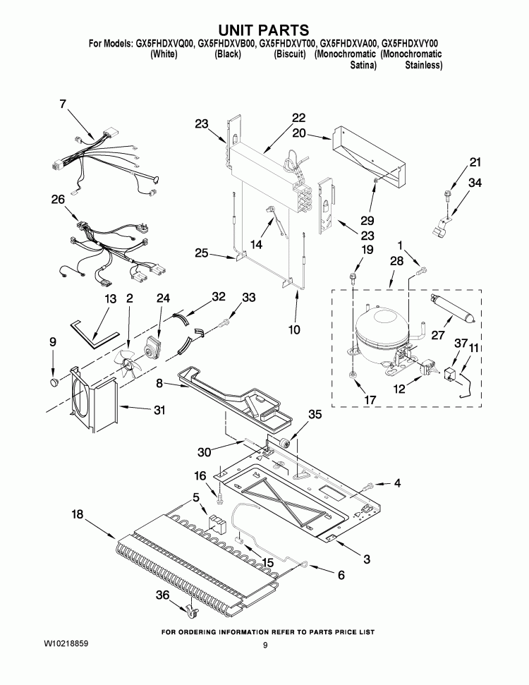 UNIT PARTS Diagram and Parts List for GX5FHDXVB00  Whirlpool Refrigerator