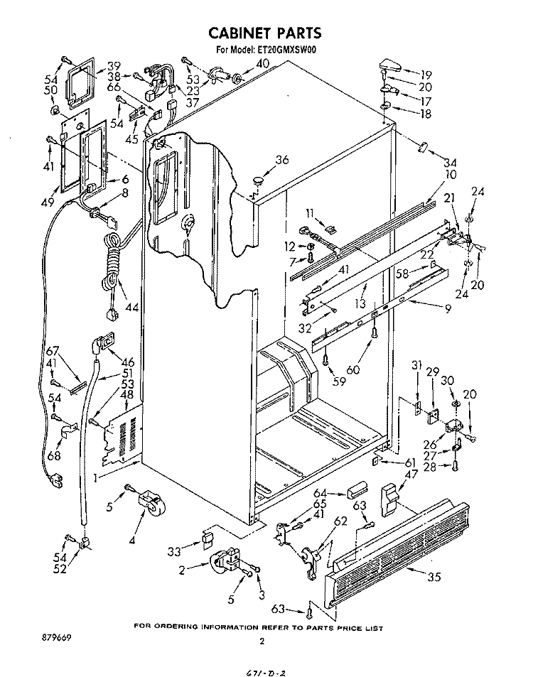 CABINET Diagram and Parts List for ET20GMXSW00  Whirlpool Refrigerator