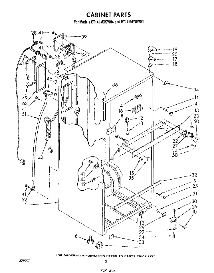 CABINET Diagram and Parts List for ET14JMXSW04  Whirlpool Refrigerator