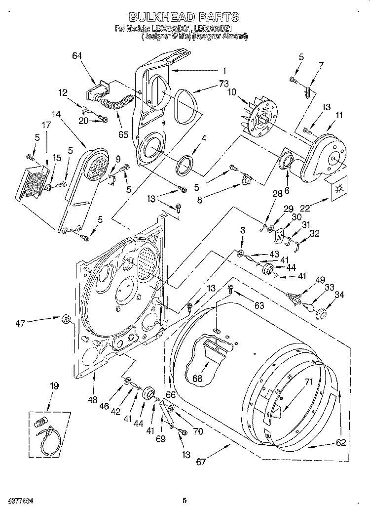SECTION Diagram and Parts List for LEC8858DQ1  Whirlpool Dryer