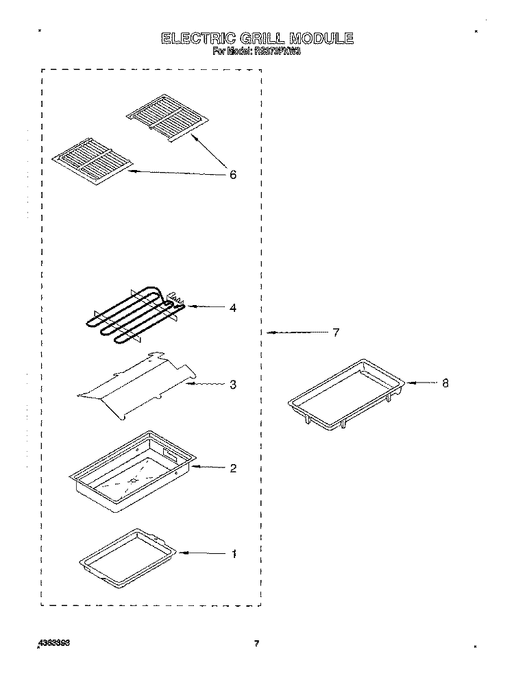 ELECTRIC GRILL MODULE Diagram and Parts List for RS373PXW3  Whirlpool Range