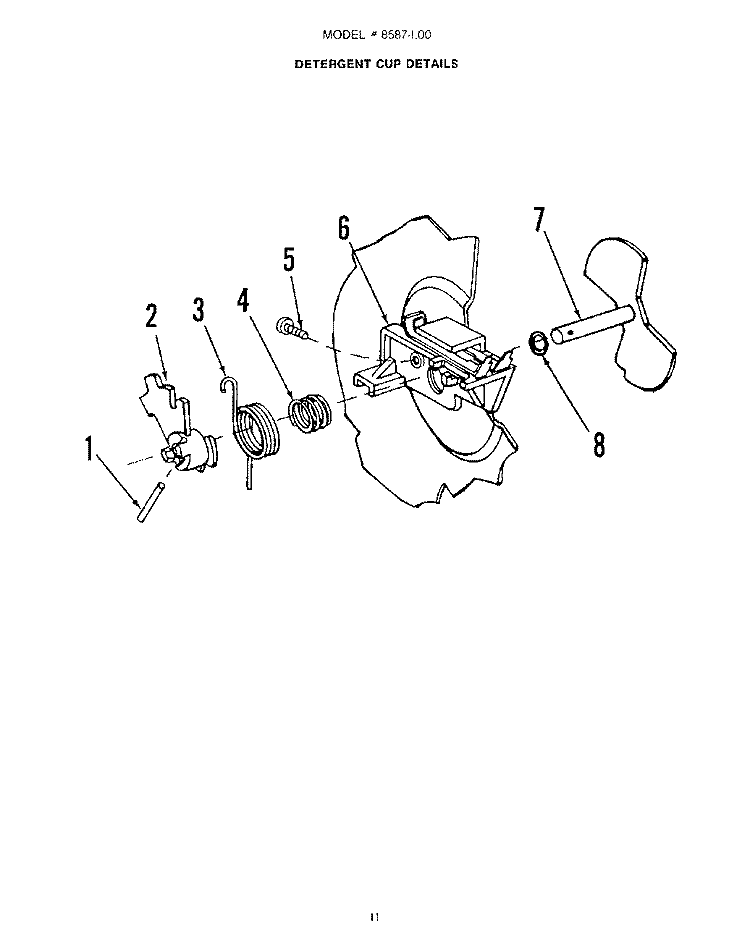 DETERGENT CUP Diagram and Parts List for 8587L00  Roper Dishwasher