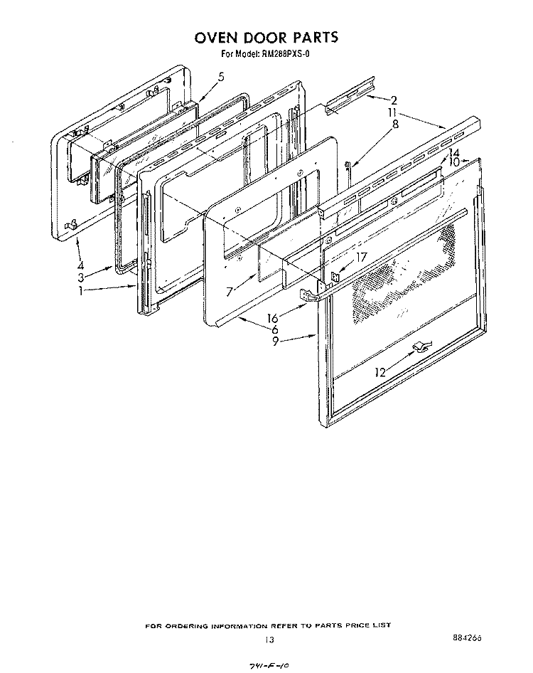 OVEN DOOR Diagram and Parts List for RM288PXS0  Whirlpool Microwave Oven Combo