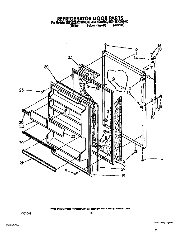 REFRIGERATOR DOOR, LIT/OPTIONAL Diagram and Parts List for 8ET16ZKXWW00  Whirlpool Refrigerator