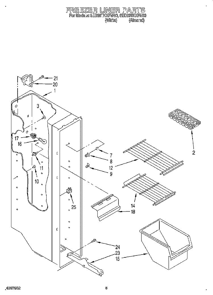 FREEZER LINER Diagram and Parts List for 8ED20TKXFW00  Whirlpool Refrigerator