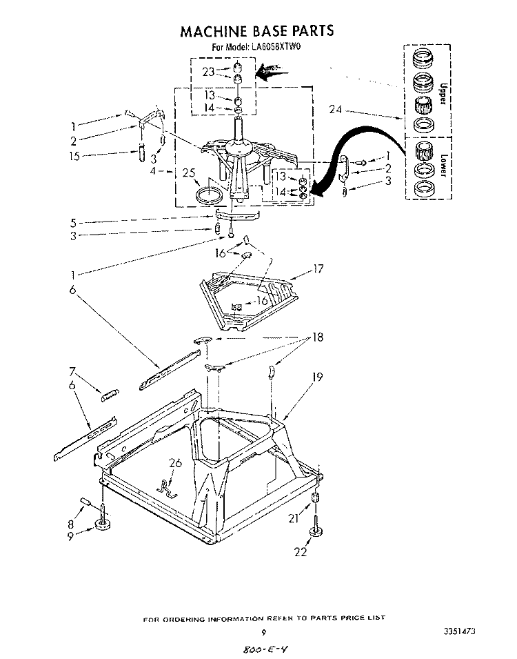 MACHINE BASE Diagram and Parts List for LA6058XTM0  Whirlpool Washer