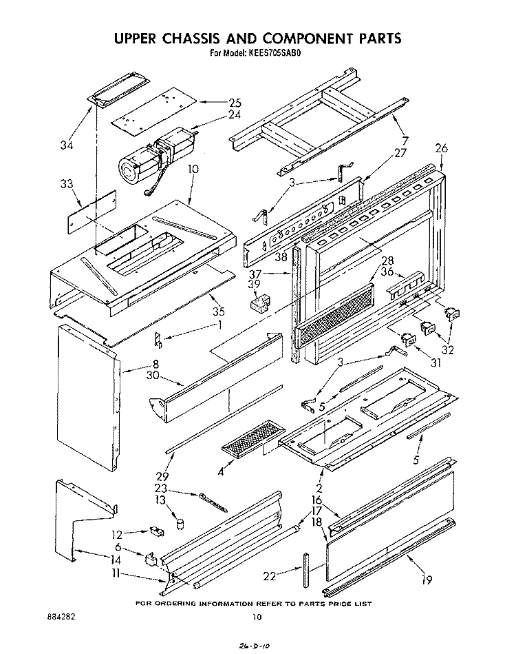 UPPER CHASSIS AND COMPONENT Diagram and Parts List for KEES705SWB0  KitchenAid Microwave Oven Combo