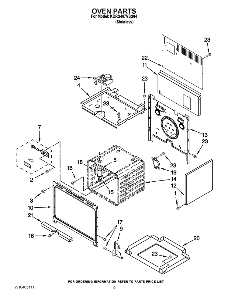 OVEN PARTS Diagram and Parts List for KDRS407VSS04  KitchenAid Range