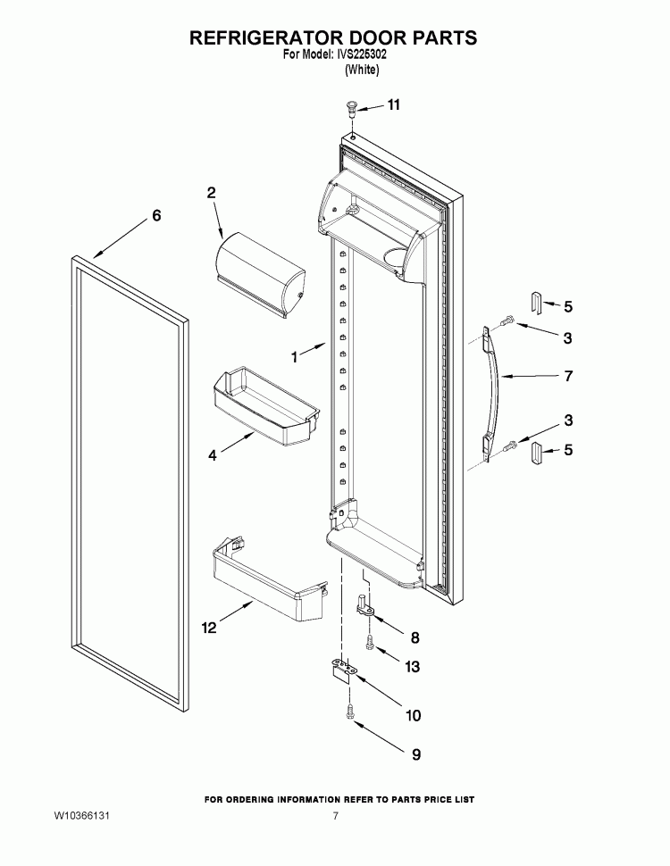 REFRIGERATOR DOOR PARTS Diagram and Parts List for IVS225302  Inglis Refrigerator