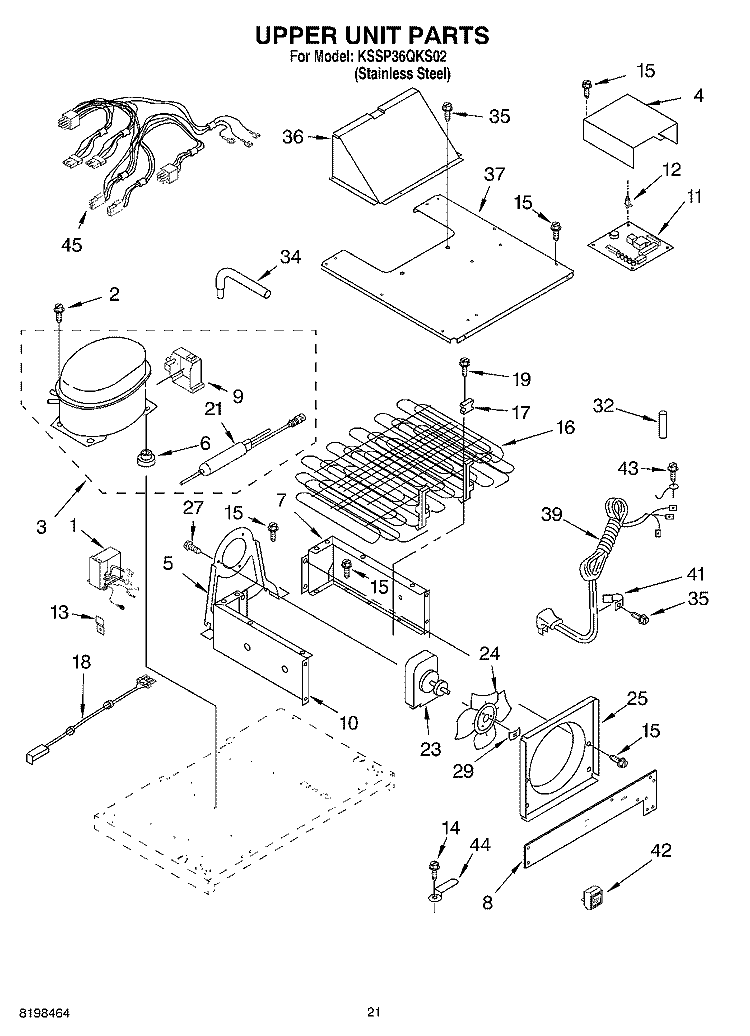 UPPER UNIT PARTS Diagram and Parts List for KSSP36QKS02  KitchenAid Refrigerator