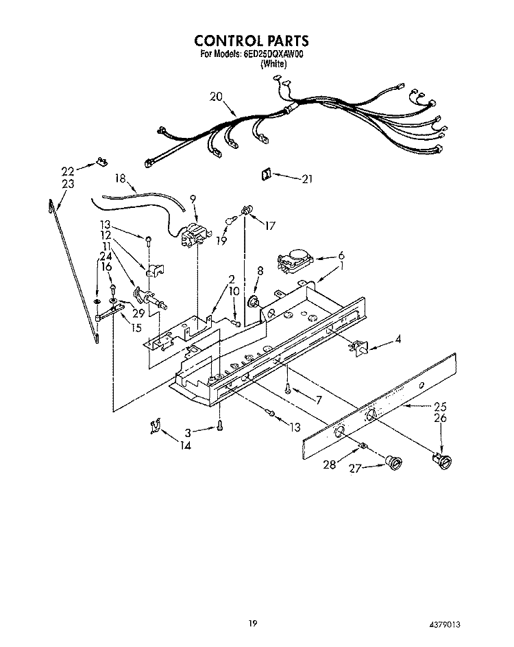 CONTROL Diagram and Parts List for 6ED25DQXAW00  Whirlpool Refrigerator